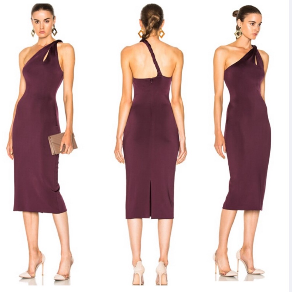 CUSHNIE ET OCHS One Shoulder Dress With Twisted Strap In Brown $1495 NWOT